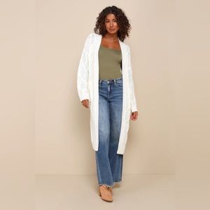 Lulu's NWT Cuddly Feelings Ivory Cable Knit Oversized Cardigan Sweater